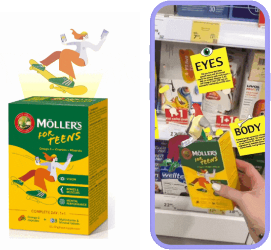 Möller’s QR codes provide wellness guides and product instructions