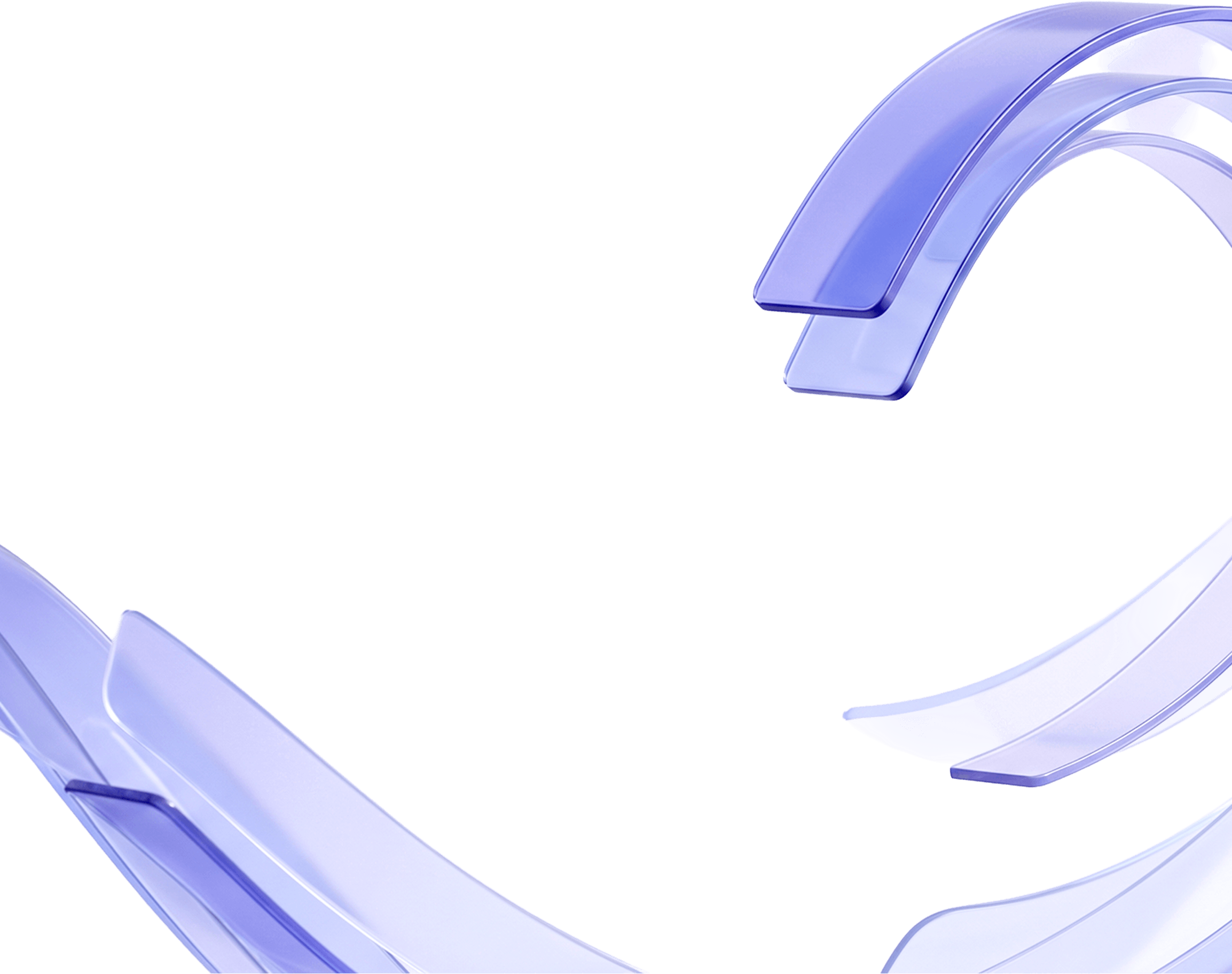 Decorative abstract image: blue curved plastic ribbons against a black background.