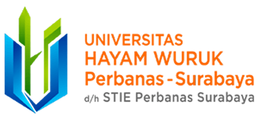 Logo for Universitas Hayam Wuruk Perbanas-Surabaya, showing the university emblem and the text 'Universitas Hayam Wuruk Perbanas-Surabaya' with 'd/h STIE Perbanas Surabaya' subtitles.
