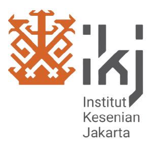 Logo of Institut Kesenian Jakarta: an orange abstract emblem beside gray 'IKJ' letters and the full name 'Institut Kesenian Jakarta'