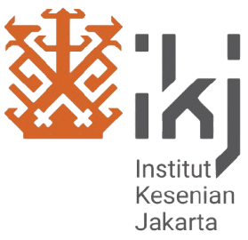 Logo of Institut Kesenian Jakarta: an orange abstract emblem beside gray 'IKJ' letters and the full name 'Institut Kesenian Jakarta'