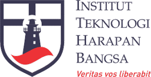 LOGO_ITHB | HOVARLAY Logo of Institut Teknologi Harapan Bangsa featuring a shield with a lighthouse and red wave, and the institution's name.