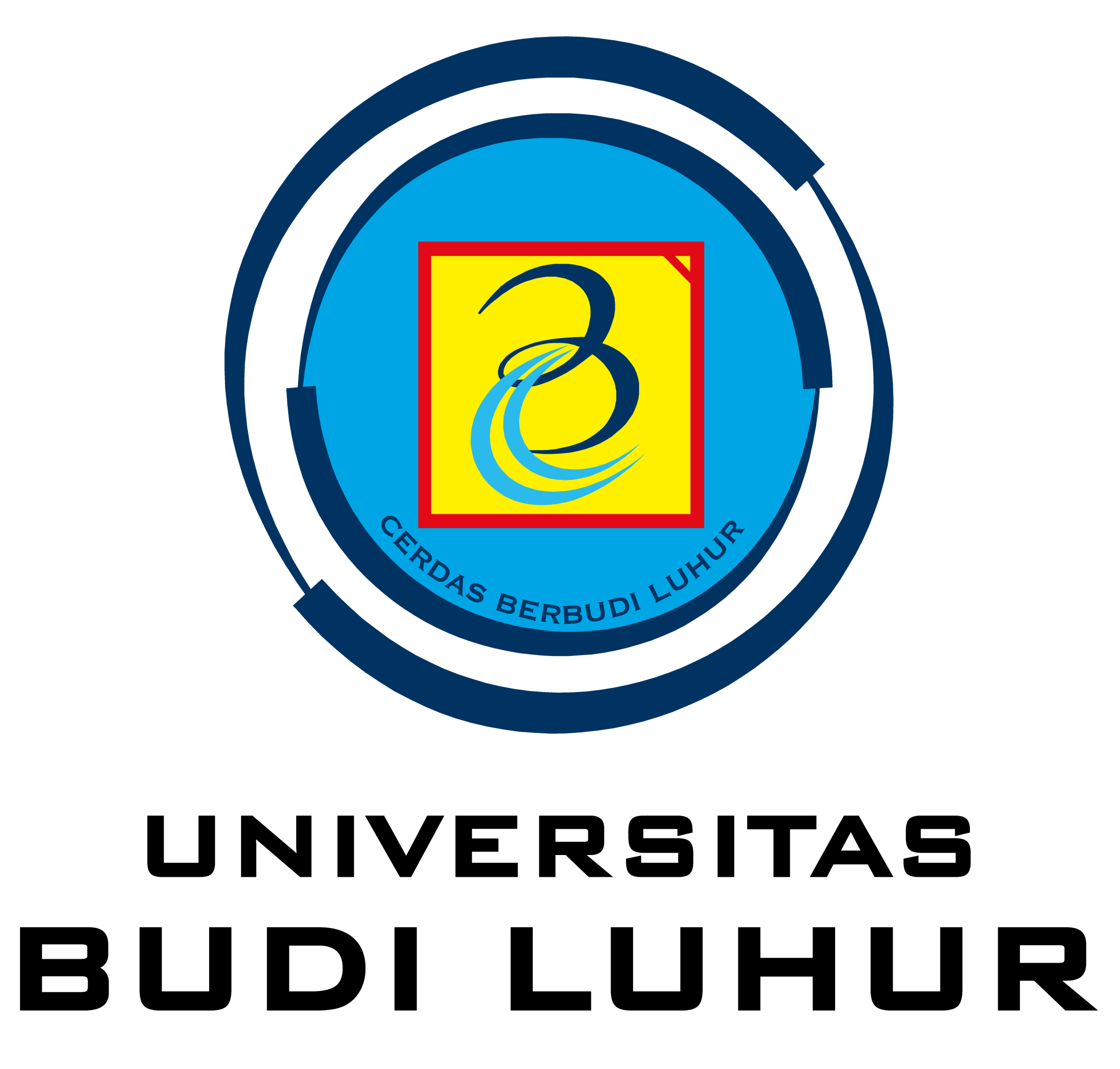 Circular seal logo featuring blue concentric rings and a yellow square with a dark blue stylized number 3, surrounded by a blue border and Indonesian text along the bottom edge.